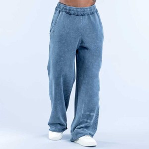 Pantalon de survêtement pour homme en molleton bouclé 100 % coton, coupe droite, ourlet brut, extensible dans les quatre sens, coupe oversize, séchage rapide, idéal pour l'hiver et la gym, avec logo personnalisé 2025 - Product Image 4
