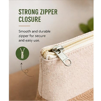 Pochette de maquillage élégante et portable en jute et coton avec fermeture éclair pour femmes, légère, pratique, sac cosmétique, sac de voyage, organiseur
