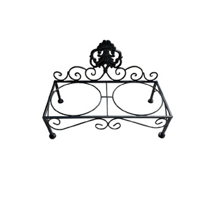 Comedero para mascotas para <span class=keywords><strong>perros</strong></span> pequeños y gatos Cuencos dobles de comida y agua de acero inoxidable con soporte de hierro Fleur De <span class=keywords><strong>Lis</strong></span> - Product Image 2