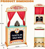 Théâtre de marionnettes en bois de luxe avec 2 marionnettes à main - Théâtre de marionnettes éducatif pour enfants, jeu de rôle et simulation de stand de magasin