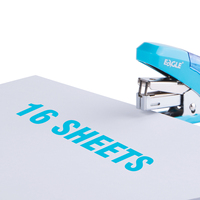 Mini Agrafeuse EAGLE en Plastique # Agrafeuse manuelle à économie d'effort pour 20 feuilles avec déagrafleur intégré, couleur bleue