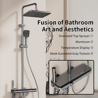 Panneau de douche mural multifonctionnel à affichage numérique avec robinet céramique à température constante pour ensemble de douche de salle de bain