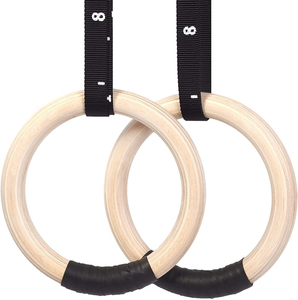 POWERMAN FITNESS Heavy Duty Wooden Fitness Rings, Non-Slip Grip for <strong>Pull</strong> <strong>Ups</strong> and <strong>Dips</strong> - Product Image 6