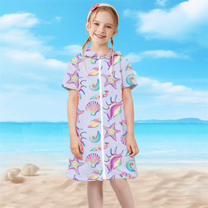 2024 New Arrival tùy chỉnh trẻ em của sợi nhỏ Khăn tắm dây kéo CAPE mui xe mô hình thể thao bơi bãi biển in beachrobe - Product Image 4