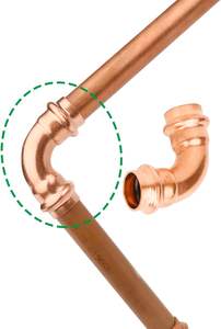 Комплект медных фитингов ProPress для водопровода 1/2 дюйма: соединительные элементы, угольник 90°, фитинги для труб ProPress, соединения для водопровода - Product Image 5