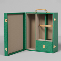 Boîte cadeau en cuir PU de luxe avec tiroir, boîte à champagne personnalisée avec emplacements pour verres à vin