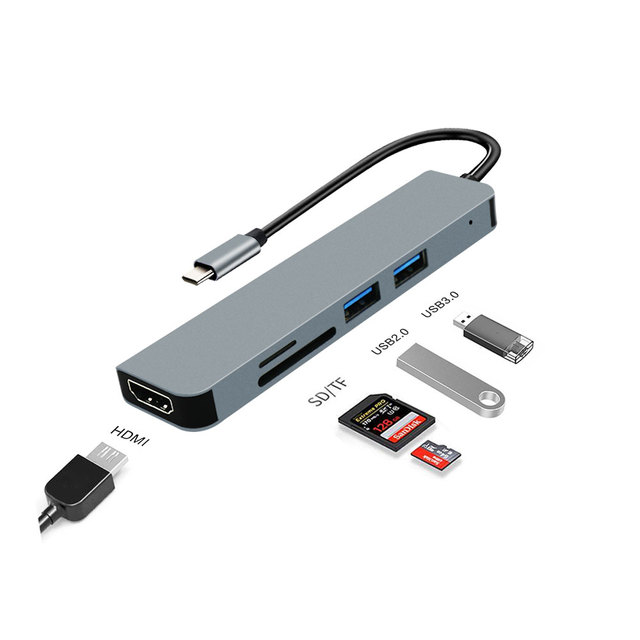 Wholesale 5 IN 1 USB C Hub with USB3.0 USB2.0 SD/TF Card Reader HD MI 4K 5 in 1 Type C Docking Station for Laptop