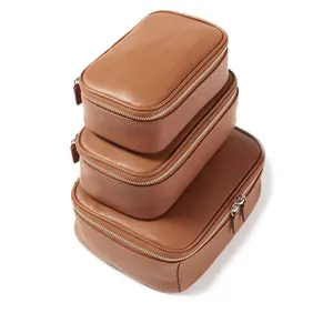Luxury Napa Genuine leather organizer Toiletry Makeup bag set Travel Cosmetic Bag Women Makeup Bag
