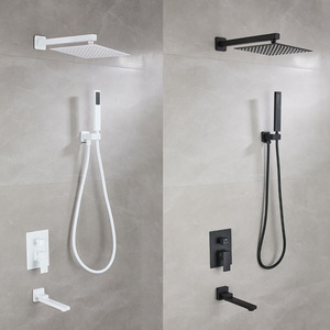 Sistema <span class=keywords><strong>Doccia</strong></span> Incassato a 3 Funzioni con Soffione Quadrato a Pioggia, Bocchetta Vasca e Doccetta a Parete in Ottone per Bagno - Product Image 6