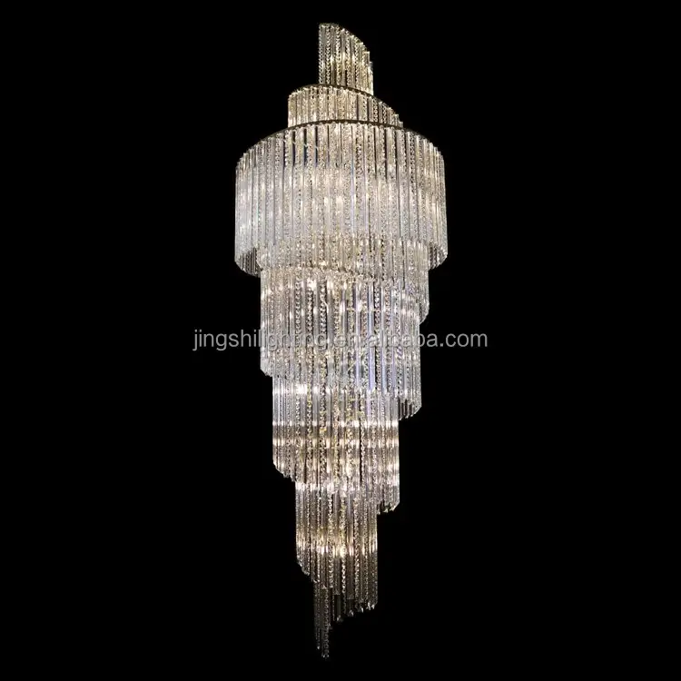 Stair long spiral crystal chandelier modern pendants lighting for home foyer staircase