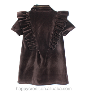 De vestido de princesa de manga corta de seda marrón vestido de <span class=keywords><strong>terciopelo</strong></span> camisa para las niñas - Product Image 2