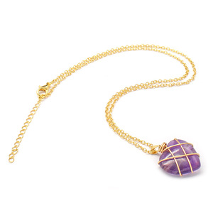 Collier Coeur en Cristal Vente en Gros-Pendentif en Pierre Précieuse de Couleur Naturelle avec Fil Enveloppé à la Main DIY Design - Product Image 3