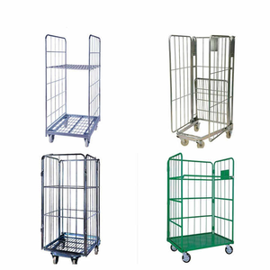 Vente flash : Conteneur à roulettes pliable à 3 côtés pour supermarché, transport logistique, fret, <span class=keywords><strong>cage</strong></span> pliable à roulettes - Product Image 4