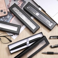 Boîte d'emballage cadeau artisanale de luxe personnalisée pour stylo, montre et collier, avec fenêtre transparente