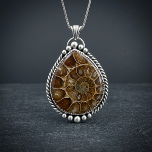 Pendentif en argent sterling 925 fait main avec ammonite 100% naturelle sertie clos, magnifique cadeau raffiné, expédition rapide, OEM - Product Image 3