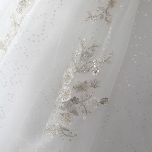 Lace Train Lightweight Wedding Dress High Waist O Neck White Simple Elegant Bridal Gown for Petite Figures - Product Image 4