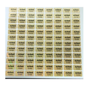 Papier adhésif holographique de couleur dorée de qualité supérieure en gros, étiquettes personnalisées avec logo imprimé pour l'emballage et la protection de la marque - Product Image 1