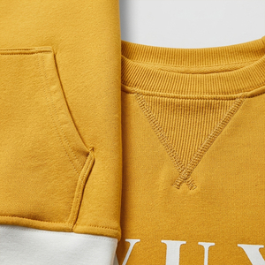 Trendy <b>Men's</b> Mustard Yellow Oversized Sweatshirt Heavyweight Cotton Fleece Crewneck Pullover Custom Logo Streetwear Hoodless - Product Image 4
