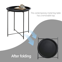 Table d'appoint en métal Table de canapé ronde Plateau amovible Balcon terrasse jardin, Table pliante en métal bon marché, Table basse