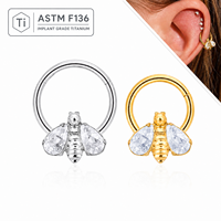 Anneau clicker en titane ASTM F136 pour septum, avec zircon CZ, pour nez, hélix, daith, cartilage, bijoux de corps style punk, vente en gros