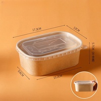 Boîte à lunch en papier kraft de 750ml Boîte d'emballage pour pâtes à salade et fruits Conteneurs de préparation de repas avec couvercles en PP Conteneurs alimentaires jetables