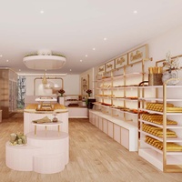 Solution de design d'intérieur pour chocolaterie moderne Comptoir d'îlot de centre de pain personnalisé Vitrine de magasin de chocolat