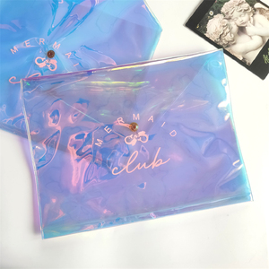 Túi Đựng Mỹ Phẩm Laser Ba Chiều Trong Suốt Chống Nước Tùy Chỉnh Sang Trọng Túi Nhựa Pvc Trong Suốt Có Nút Bấm Túi Đứng Óng Ánh - Product Image 5