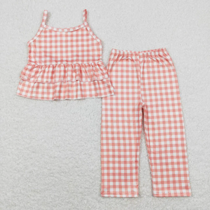 Conjunto de Ropa para Hermanas RTS, Blusa sin Mangas a Cuadros y Pantalones para Bebé Niña - Product Image 5