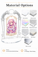 Support en acrylique personnalisé avec cadre en forme d'arche, fille anime, base ronde, figurine en acrylique, cadeau d'anniversaire, impression UV