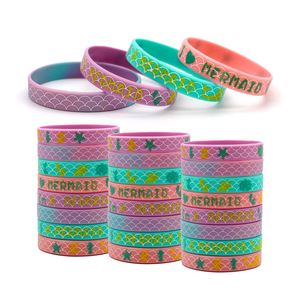 Pulsera de Silicona de Alta Calidad con Diseño de Sirena, Patrón de Dibujos Animados, Colorida, Impresa - Product Image 1