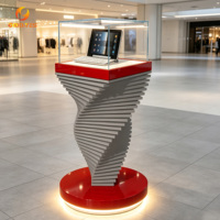 Présentoir LED Spirale Créatif pour Tablettes, Vitrine de Luxe en Verre pour Téléphones et Électronique, Idéal pour Centres Commerciaux
