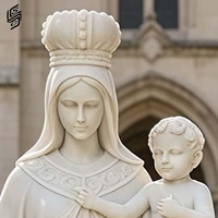 Sculpture de la Vierge Marie avec l'Enfant Jésus en marbre blanc sculpté à la main, taille réelle, pour la décoration extérieure des églises et des jardins