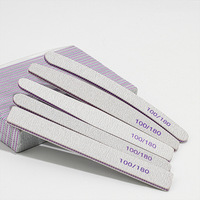 Lime à ongles double face gris sablé 100/180 grains, qualité salon, bande de polissage professionnelle, outil de réparation pour manucure et soins des ongles
