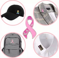 Vente en gros directe d'usine, épingles à revers avec logo, ruban rose pour la sensibilisation au cancer du sein, octobre rose