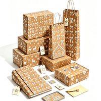 Papier d'emballage de Noël en kraft recyclable épais sur mesure, super blanc, motif festif de rennes et de pain d'épices, grand MOQ, usage commercial