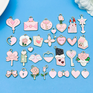 Dijes de Corazón de Amor Dulce de Esmalte de la Serie <span class=keywords><strong>Rosa</strong></span> al por Mayor para Hacer Pulseras, Collares y Pendientes - Product Image 2