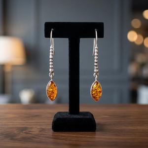 Magnifiques boucles d'oreilles pendantes en argent sterling 925 faites à la main avec ambre pour mariage, fête et cadeau - Unisexe/Femme - Product Image 2