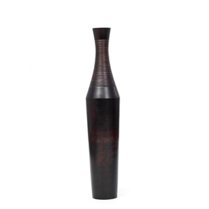 Vase de sol moderne en métal noir avec design côtelé, fait main pour la décoration intérieure - Product Image 2