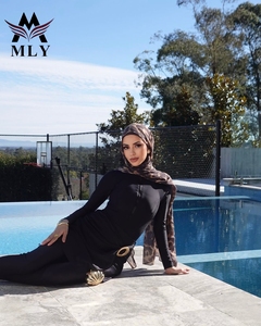 MLY Muslim costume da bagno stampato a maniche lunghe costume da bagno donna donna mare due pezzi costume da bagno burkini - Product Image 2