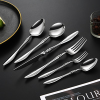 Ensemble de couverts en acier inoxydable 304 de style français, finition miroir, couverts haut de gamme pour hôtel, manche en feuille de saule à pointe pointue pour hôtel