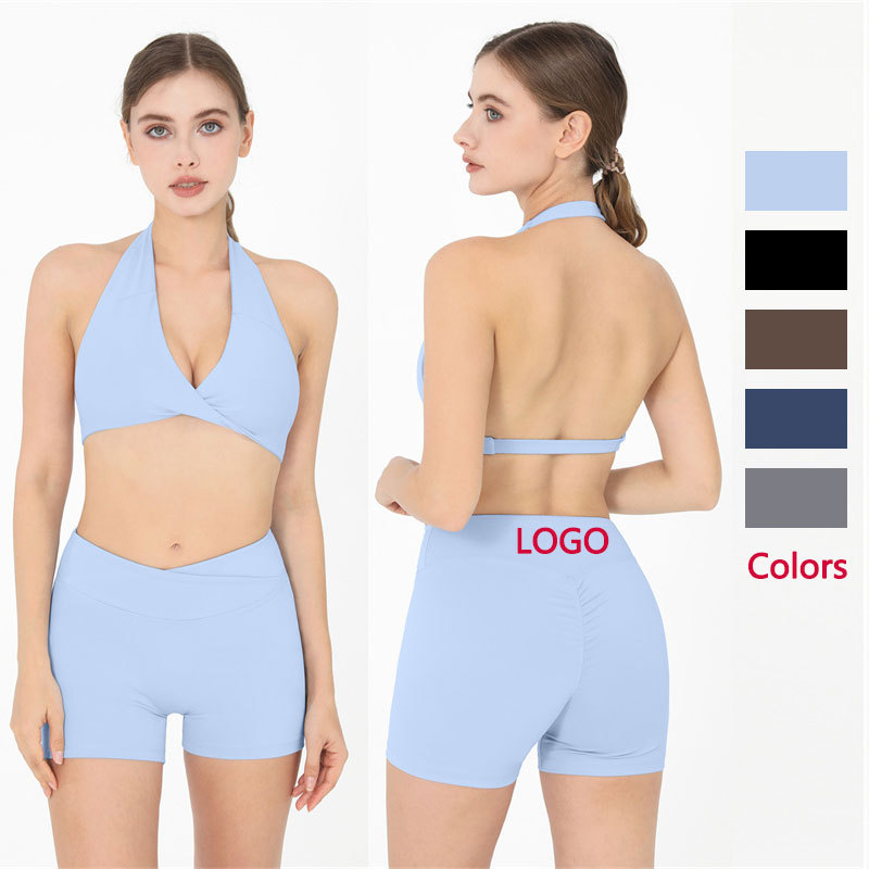 Hot Selling Women's Breathable Lightweight Yoga Shorts Sets High Elasticity Elastic Waist Bra With Pads