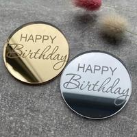 Neue hochwertige Gold runde Acryl alles Gute zum Geburtstag Cake Topper Kuchen Zubehör Party Kuchen Dekoration liefert Cupcake Topper