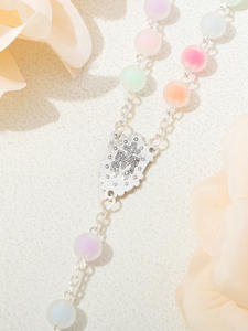 Chapelet fait main de couleur bonbon, perles de <span class=keywords><strong>prière</strong></span>, charme religieux de la Vierge Marie, crucifix catholique, cadeau <span class=keywords><strong>pour</strong></span> femmes - Product Image 6