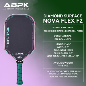 Raquette de pickleball ABPK NOVA Flex <span class=keywords><strong>F2</strong></span> avec surface diamantée, bord électroplaqué, noyau en mousse EPP flottante de 16 mm - Product Image 6