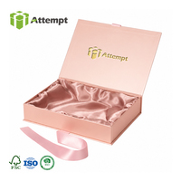 Boîte cadeau magnétique rose de luxe avec logo personnalisé, inserts en éponge satinée, matériaux recyclés, emballage cosmétique en carton écologique pour