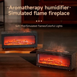 เครื่องเพิ่มความชื้นในอากาศ เครื่องกระจายกลิ่นน้ำมันหอมระเหย เครื่องกระจายกลิ่นหอมแบบเปลวไฟ เครื่องกระจายกลิ่นหอมสำหรับบ้านและห้องพัก พร้อมไฟกลางคืน เครื่องกระจายกลิ่นอโรมาเธอราพี - Product Image 2