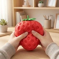 Jouet anti-stress souple en forme de fraise en TPR, jouet de simulation de fruit pour enfants, cadeau