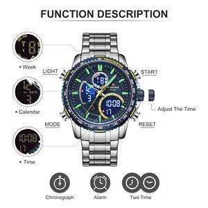 Gran oferta <span class=keywords><strong>Naviforce</strong></span> <span class=keywords><strong>9182</strong></span> relojes de pulsera para hombre, reloj cronógrafo de doble pantalla, relojes digitales de cuarzo informales para hombre de negocios - Product Image 2