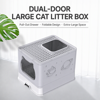 Kotak Kotoran Hewan Peliharaan Lipat Baru Grosir untuk Penggunaan Dalam Ruangan, Toilet Kucing Plastik dengan Laci