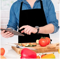 Tablier de chef de cuisine personnalisé personnalisé de qualité chinoise en polyester filé noir bavoirs réutilisables en tissu imperméable pour adultes